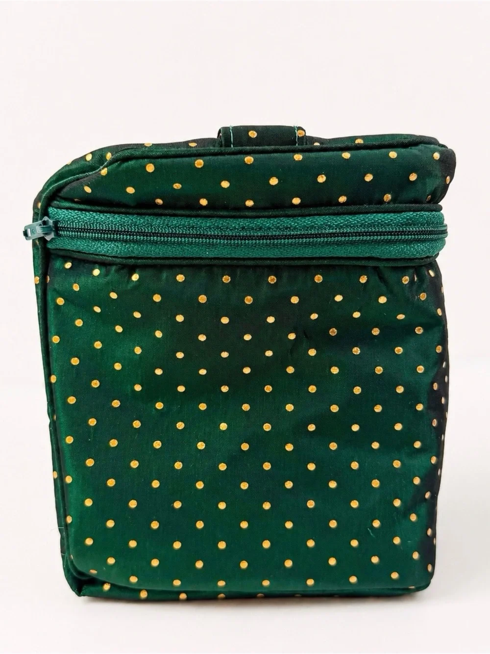 Vintage Dior Cosmetic Bag Set Green Gold Polka Dot NOS - Picture 5 of 16